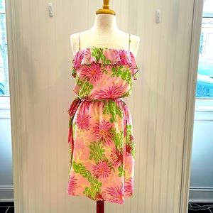 Lilly Pulitzer size 6 silk dress with white bead embellishments